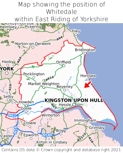 Map showing location of Whitedale within East Riding of Yorkshire