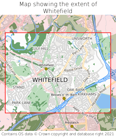 Map showing extent of Whitefield as bounding box