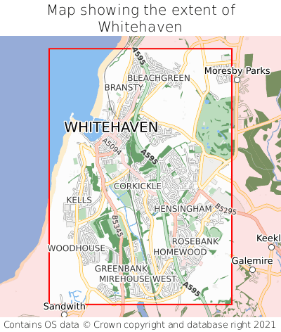 Map showing extent of Whitehaven as bounding box