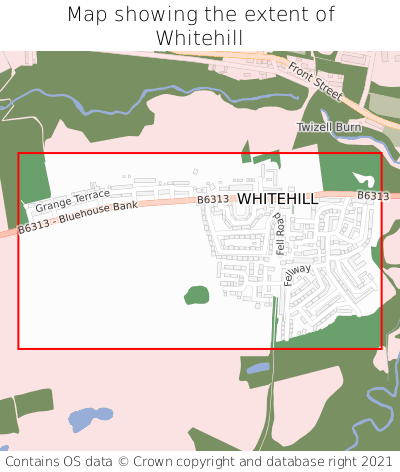 Map showing extent of Whitehill as bounding box