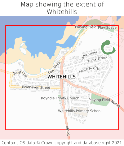 Map showing extent of Whitehills as bounding box