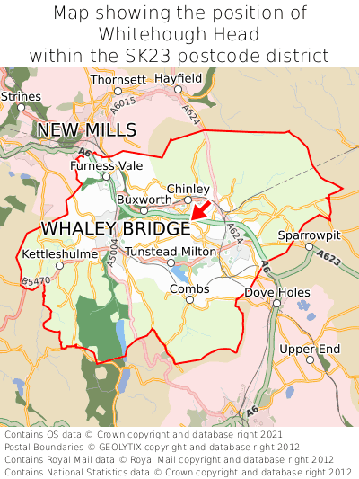 Map showing location of Whitehough Head within SK23