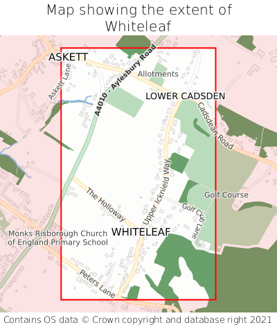 Map showing extent of Whiteleaf as bounding box