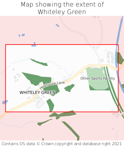 Map showing extent of Whiteley Green as bounding box