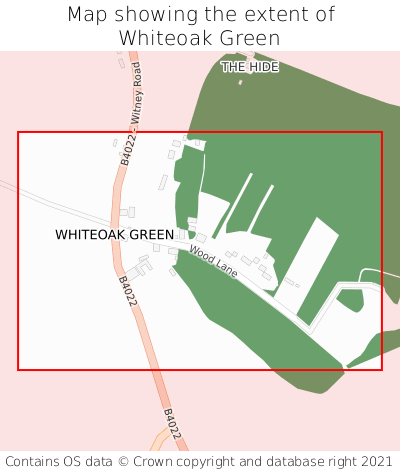 Map showing extent of Whiteoak Green as bounding box
