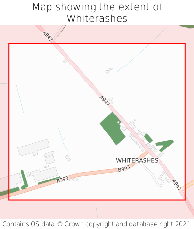 Map showing extent of Whiterashes as bounding box