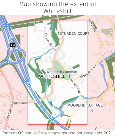 Map showing extent of Whiteshill as bounding box