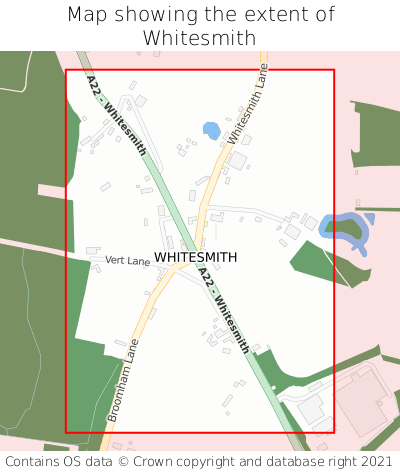 Map showing extent of Whitesmith as bounding box