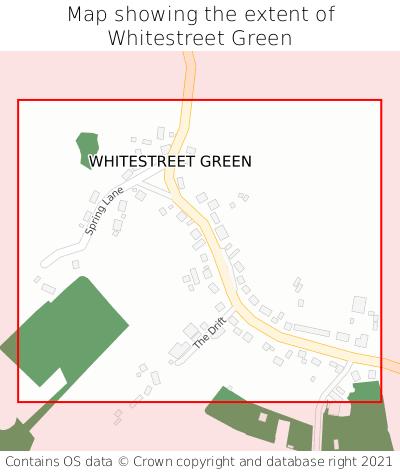 Map showing extent of Whitestreet Green as bounding box
