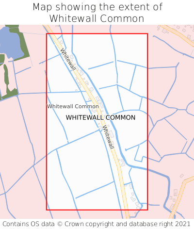 Map showing extent of Whitewall Common as bounding box