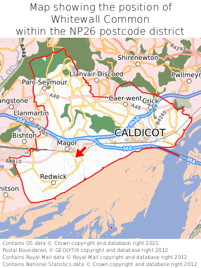 Map showing location of Whitewall Common within NP26