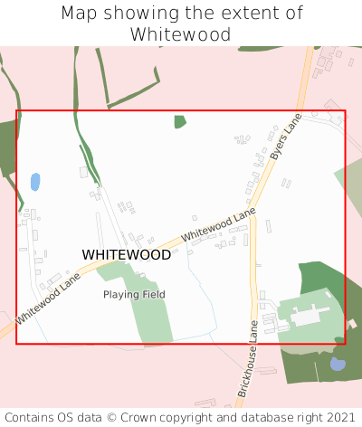 Map showing extent of Whitewood as bounding box