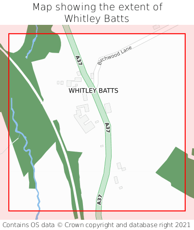 Map showing extent of Whitley Batts as bounding box
