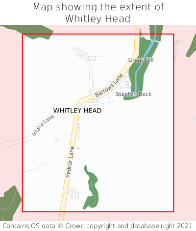 Map showing extent of Whitley Head as bounding box