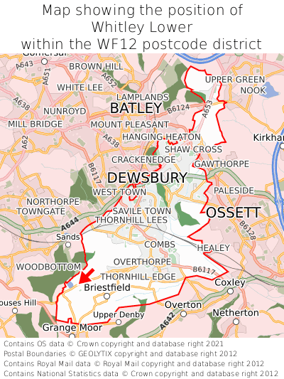 Map showing location of Whitley Lower within WF12