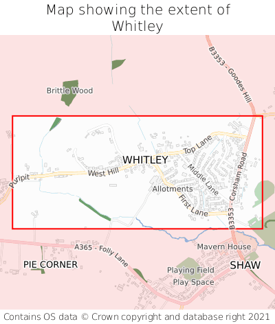 Map showing extent of Whitley as bounding box