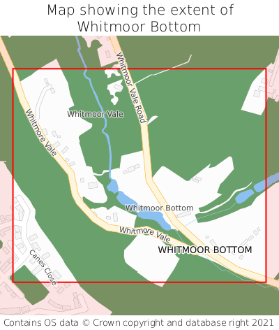 Map showing extent of Whitmoor Bottom as bounding box