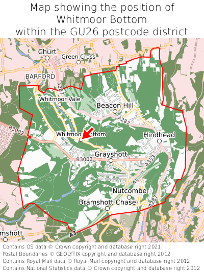 Map showing location of Whitmoor Bottom within GU26