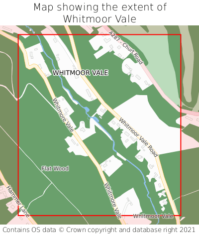 Map showing extent of Whitmoor Vale as bounding box