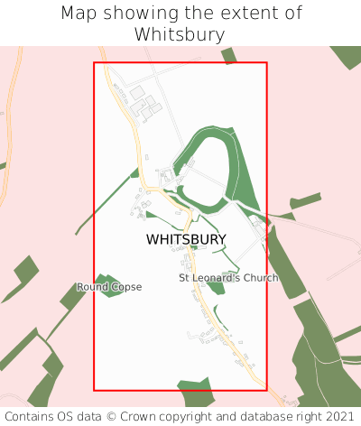 Map showing extent of Whitsbury as bounding box