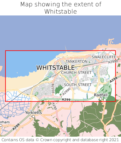 Map showing extent of Whitstable as bounding box
