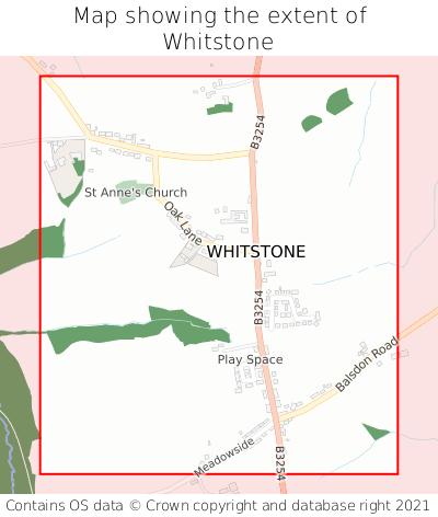 Map showing extent of Whitstone as bounding box