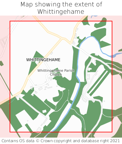 Map showing extent of Whittingehame as bounding box