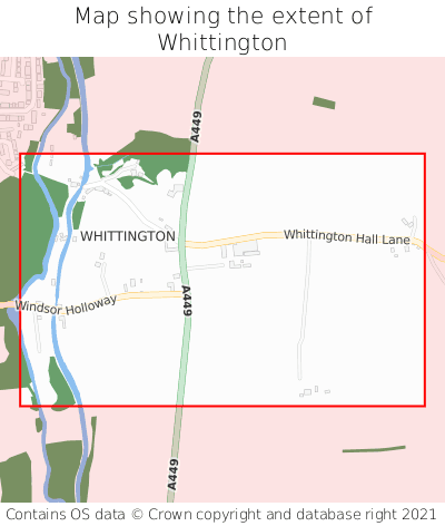 Map showing extent of Whittington as bounding box