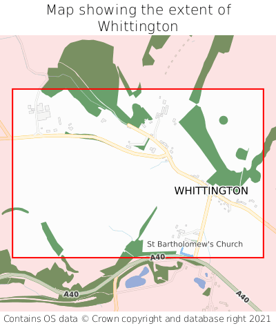 Map showing extent of Whittington as bounding box