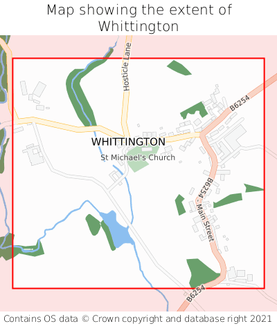 Map showing extent of Whittington as bounding box