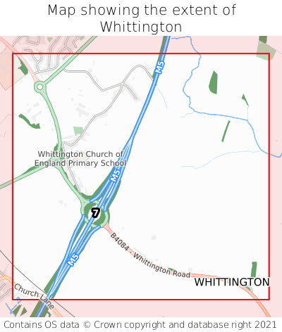 Map showing extent of Whittington as bounding box