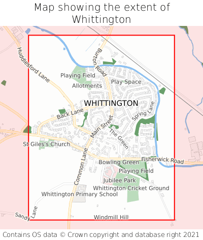 Map showing extent of Whittington as bounding box