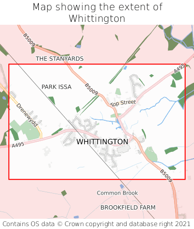 Map showing extent of Whittington as bounding box