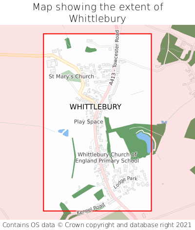 Map showing extent of Whittlebury as bounding box