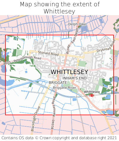 Map showing extent of Whittlesey as bounding box