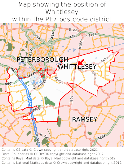 Map showing location of Whittlesey within PE7