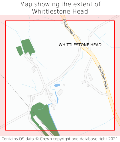 Map showing extent of Whittlestone Head as bounding box