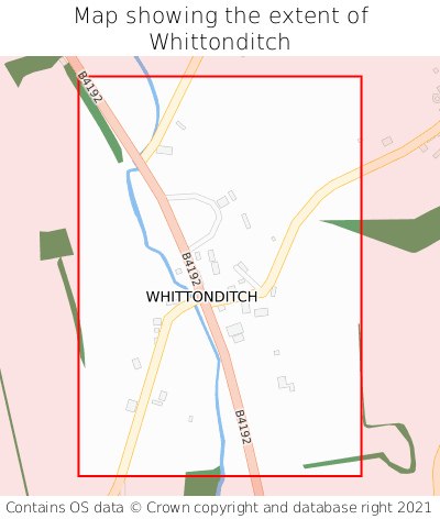 Map showing extent of Whittonditch as bounding box