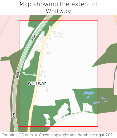 Map showing extent of Whitway as bounding box