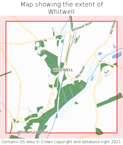 Map showing extent of Whitwell as bounding box