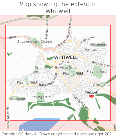 Map showing extent of Whitwell as bounding box