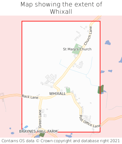 Map showing extent of Whixall as bounding box