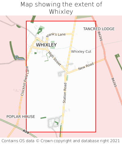 Map showing extent of Whixley as bounding box