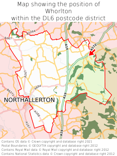 Map showing location of Whorlton within DL6