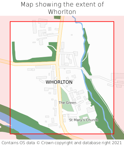 Map showing extent of Whorlton as bounding box