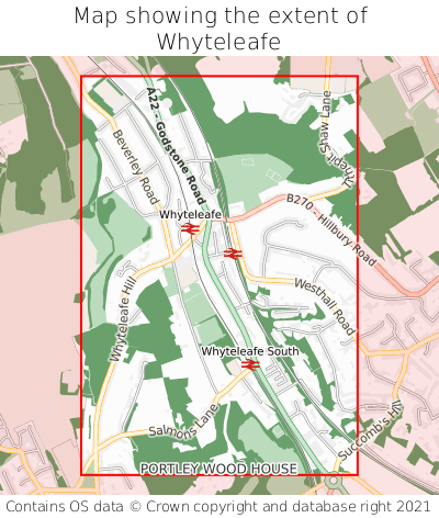 Map showing extent of Whyteleafe as bounding box