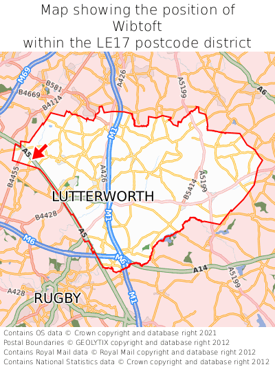 Map showing location of Wibtoft within LE17
