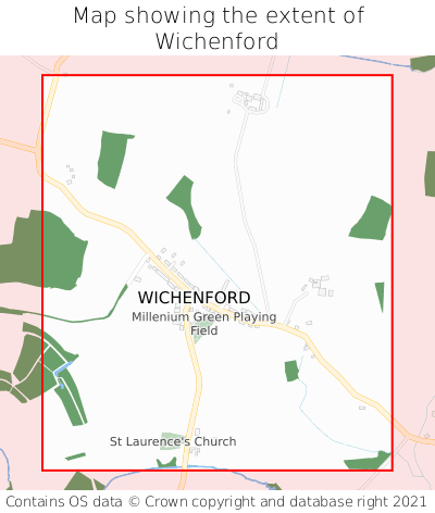 Map showing extent of Wichenford as bounding box