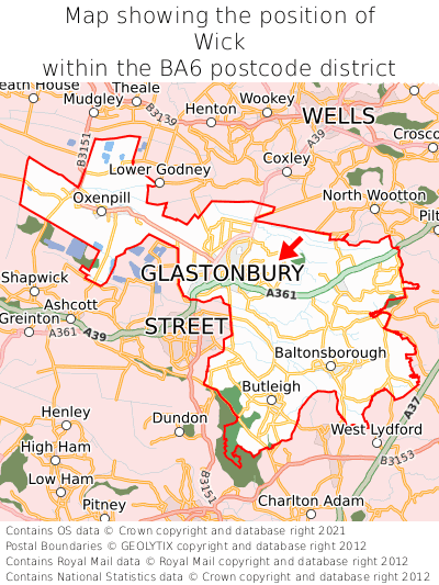 Map showing location of Wick within BA6