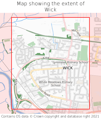 Map showing extent of Wick as bounding box